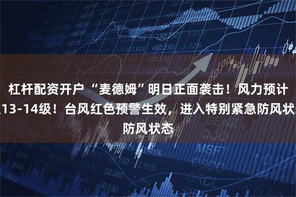 杠杆配资开户 “麦德姆”明日正面袭击！风力预计达13-14级！台风红色预警生效，进入特别紧急防风状态